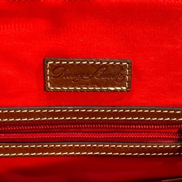 Dooney & Bourke Red Pebbled Leather Backpack British Tan Trim
